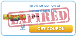 $0.75 off one box of Lipton Green Tea