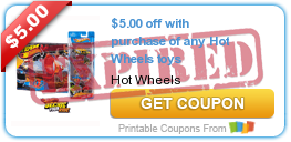 $5.00 off with purchase of any Hot Wheels toys