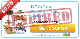 $0.75 off any Cascadian Farm product