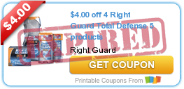 $4.00 off 4 Right Guard Total Defense 5 products