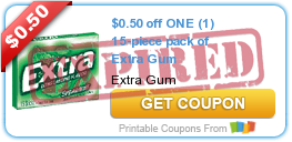 $0.50 off ONE (1) 15-piece pack of Extra Gum