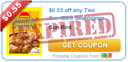 $0.55 off any Two Sun-Bird Seasonings