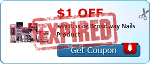 $1.00 off any Kiss or Broadway Nails Product