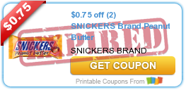 $0.75 off (2) SNICKERS Brand Peanut Butter