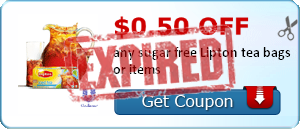 $0.50 off any sugar free Lipton tea bags or items