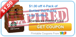 $1.00 off 4-Pack of Bottled Starbucks Iced Coffee