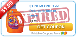 $1.50 off ONE Tide Detergent 40oz or larger