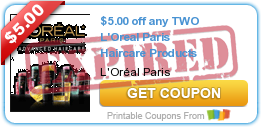 $5.00 off any TWO L'Oreal Paris Haircare Products