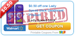 $0.50 off one Lady Speed Stick Deodorant Product