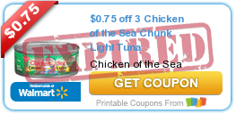 $0.75 off 3 Chicken of the Sea Chunk Light Tuna