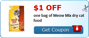 $1.00 off one bag of Meow Mix dry cat food