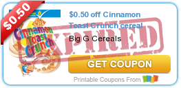 $0.50 off Cinnamon Toast Crunch cereal