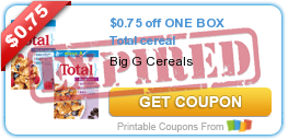 $0.75 off ONE BOX Total cereal