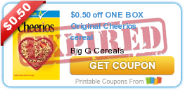 $0.50 off ONE BOX Original Cheerios cereal