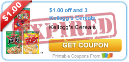 $1.00 off and 3 Kellogg's Cereals