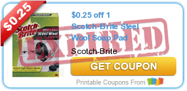 $0.25 off 1 Scotch-Brite Steel Wool Soap Pad