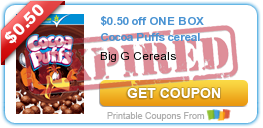 $0.50 off ONE BOX Cocoa Puffs cereal