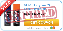 $1.50 off any two (2) Edge Shave Gels