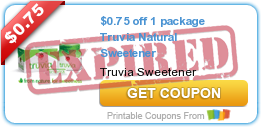 $0.75 off 1 package Truvia Natural Sweetener