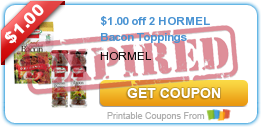 $1.00 off 2 HORMEL Bacon Toppings