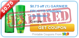 $0.75 off (1) GARNIER FRUCTIS shampoo, conditioner