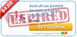 $4.00 off one BARBIE DESIGN & DRESS STUDIO™ Doll