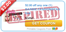 $2.00 off any one (1) BARBIE FASHIONISTAS Doll