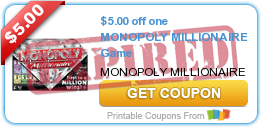 $5.00 off one MONOPOLY MILLIONAIRE Game