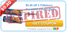 $0.40 off 3 Pillsbury Crescent Dinner Rolls