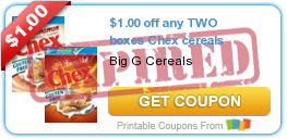 $1.00 off any TWO boxes Chex cereals