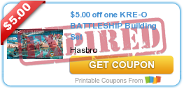 $5.00 off one KRE-O BATTLESHIP Building Set