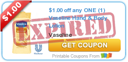 $1.00 off any ONE (1) Vaseline Hand & Body Lotion