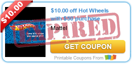 $10.00 off Hot Wheels with $50 purchase