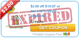 $2.00 off $19.97 or more of Crayola products