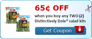 65¢ off when you buy any TWO (2) Distinctively Dole® salad kits