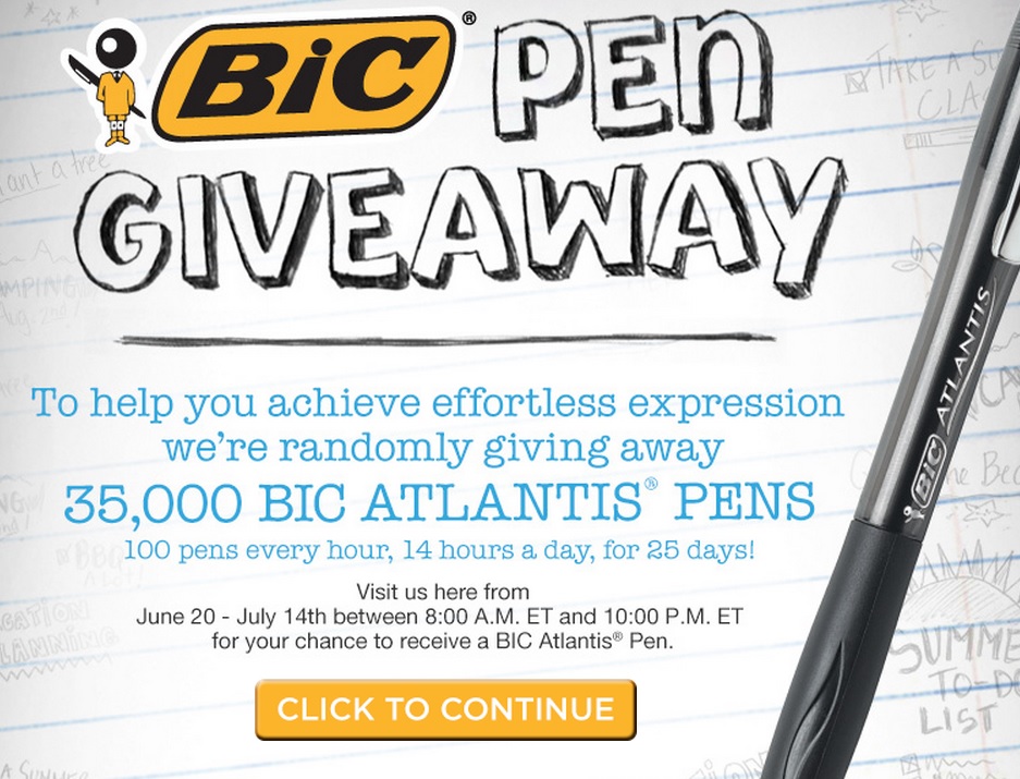 BIC pen giveaway