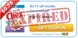 $0.75 off Vanilla Chex cereal