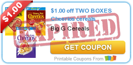 $1.00 off TWO BOXES Cheerios cereals