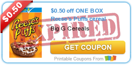 $0.50 off ONE BOX Reese's Puffs cereal