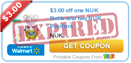 $3.00 off one NUK Bottle and two NUK Pacifiers