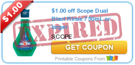 $1.00 off Scope Dual Blast Rinse 750mL or larger