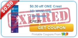 $0.50 off ONE Crest 3D Whitening Toothpaste