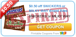 $0.50 off SNICKERS or MILKY WAY Brand Bites