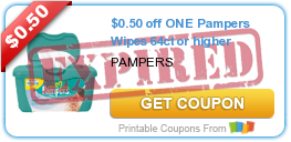 $0.50 off ONE Pampers Wipes 64ct or higher