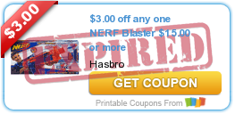 $3.00 off any one NERF Blaster $15.00 or more