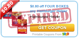 $0.80 off FOUR BOXES any Hamburger Helper