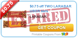 $0.75 off TWO LARABAR UBER bars