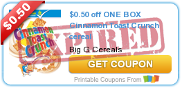 $0.50 off ONE BOX Cinnamon Toast Crunch cereal