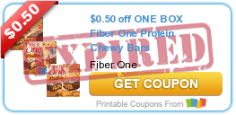 $0.50 off ONE BOX Fiber One Protein Chewy Bars