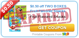 $0.50 off TWO BOXES Fruit Flavored Snacks